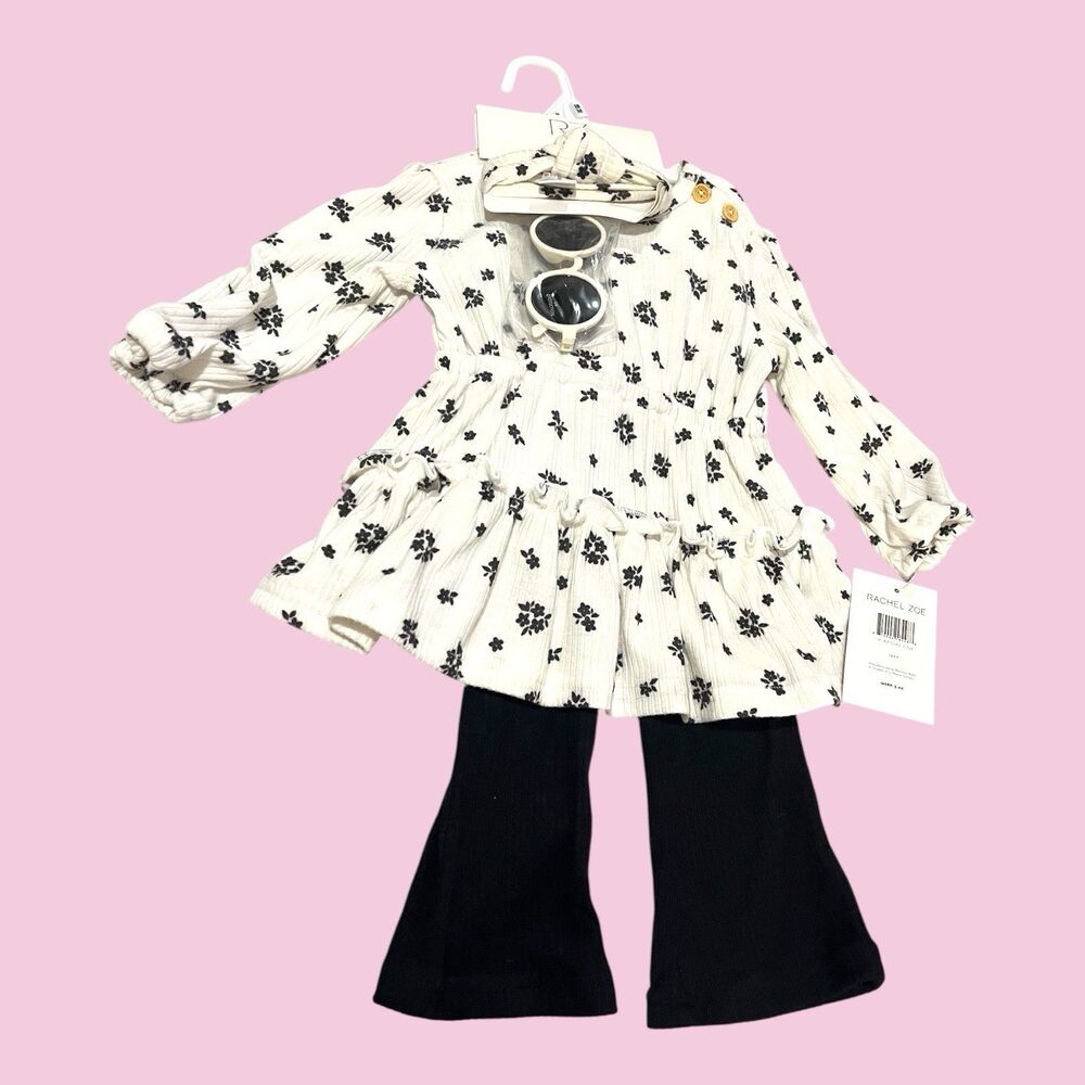 Baby by Rachel Zoe 4 Piece Set Tunic Flared Pant Headband Sunglasses UV Blocking